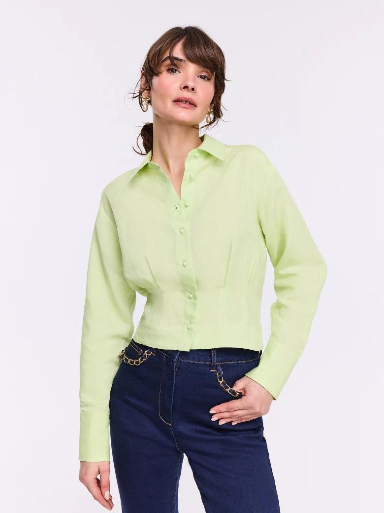 Lime fitted shirt with linen