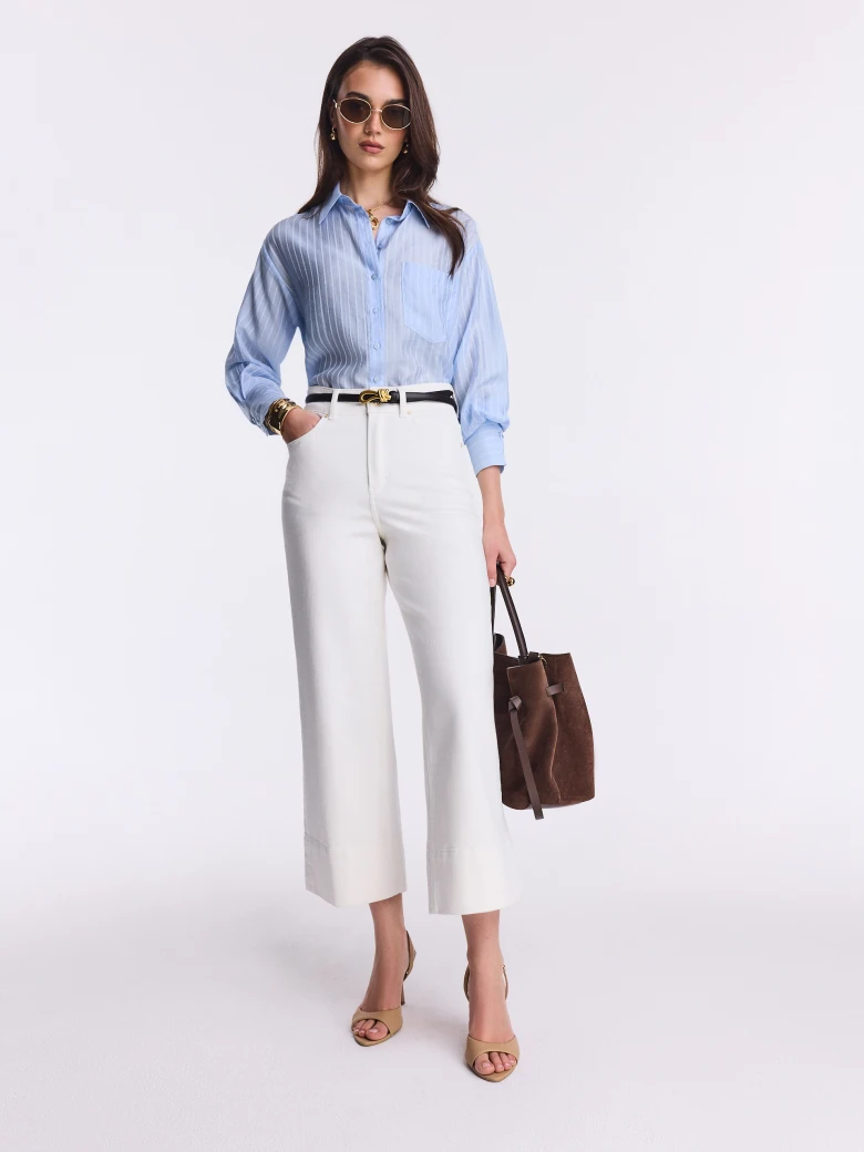 Light blue ribbed collared shirt