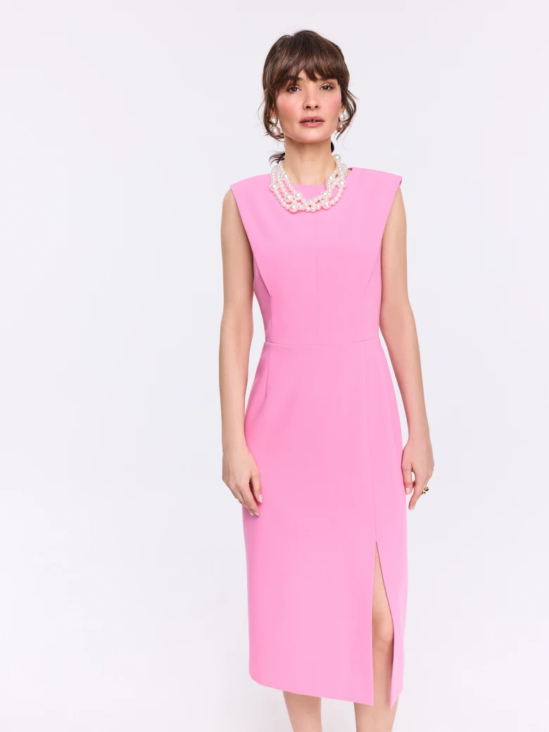 Pink sleeveless midi dress