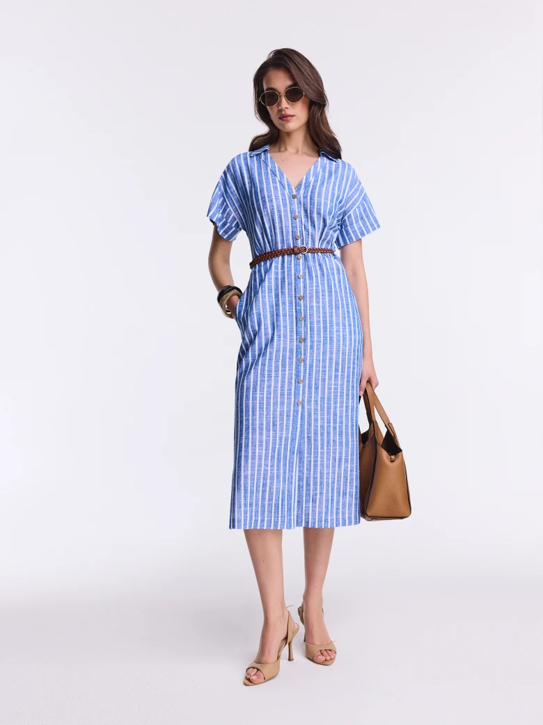 Blue striped midi dress