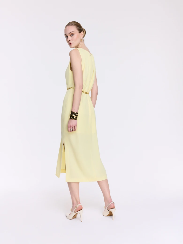 Bright yellow midi dress with ruffles