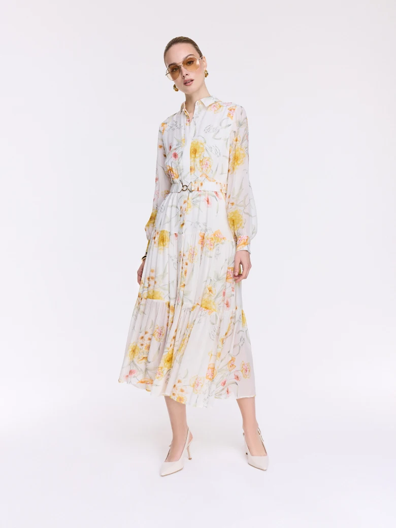 A shirt dress with yellow flowers