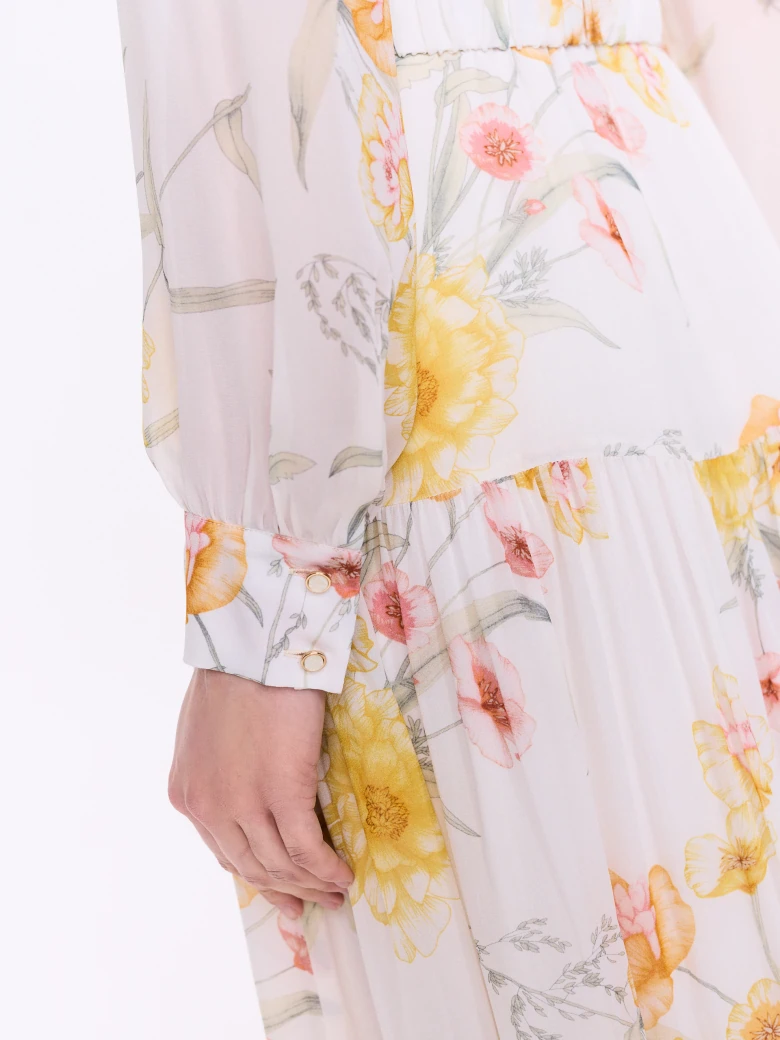 A shirt dress with yellow flowers