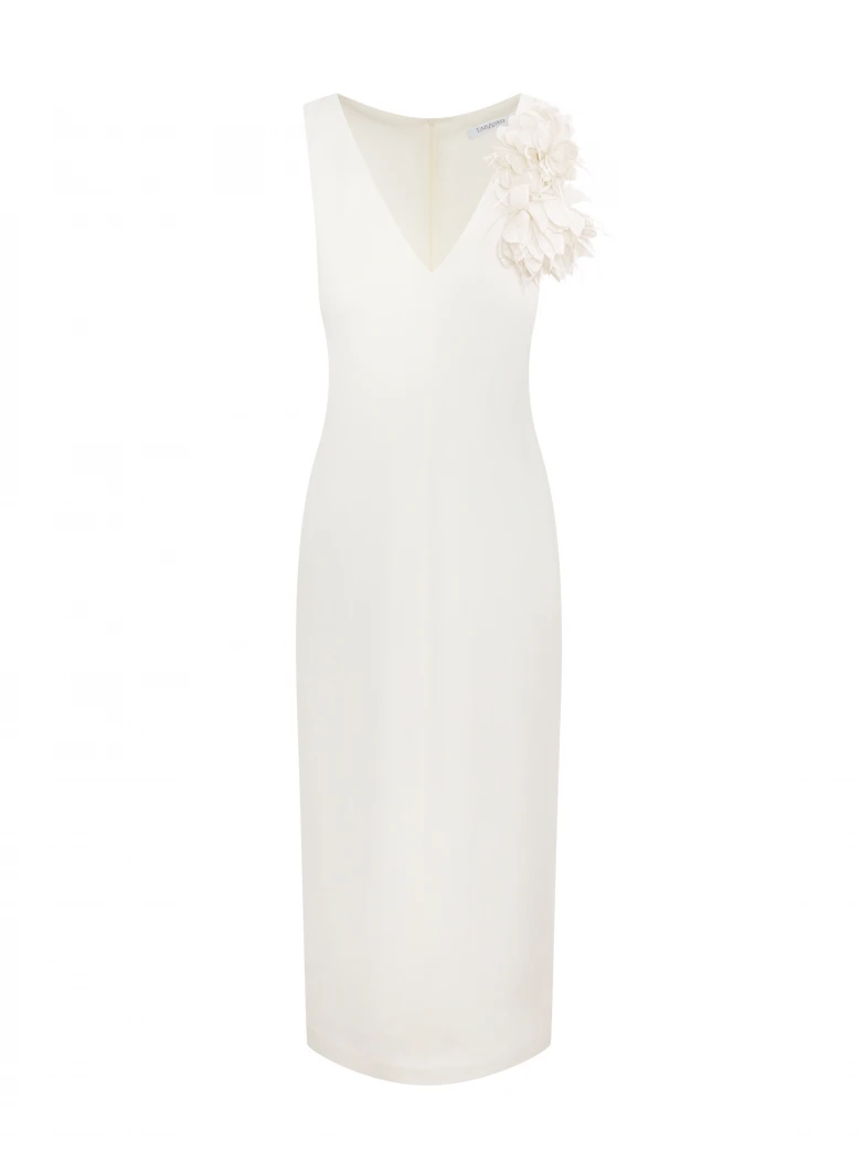 Cream midi dress with decorative appliqué