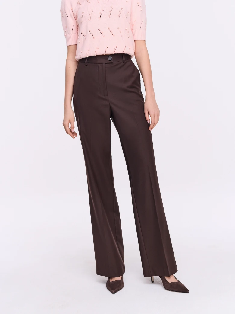 Elegant chocolate brown pants with straight legs