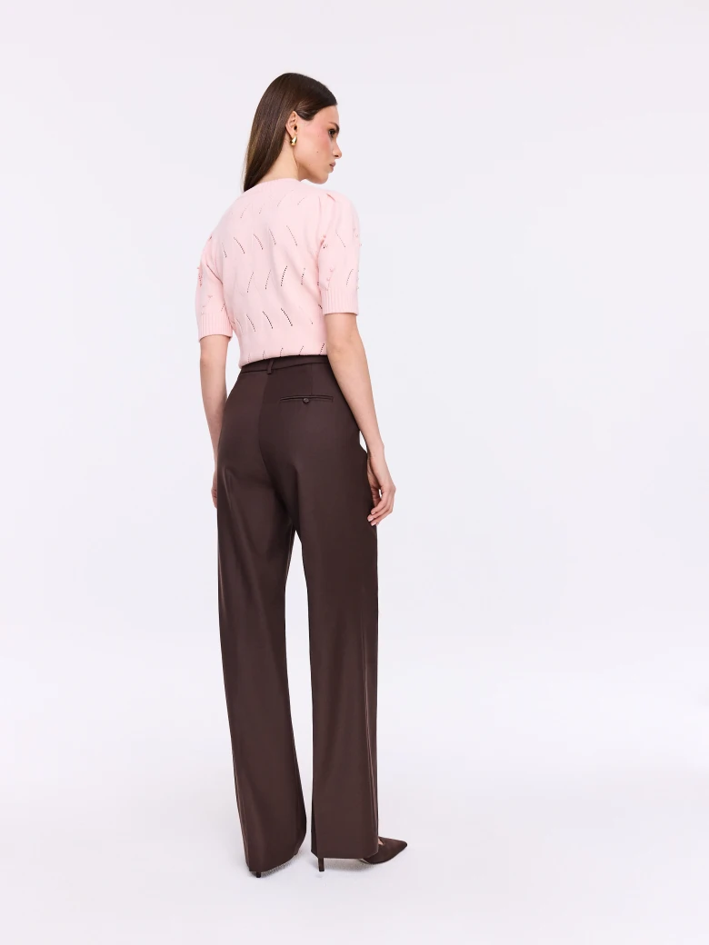 Elegant chocolate brown pants with straight legs