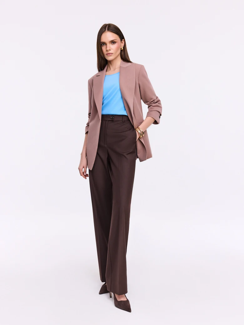 Elegant chocolate brown pants with straight legs