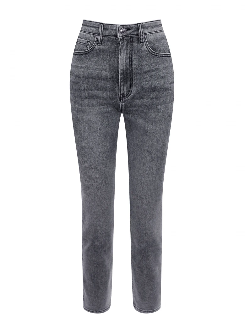 Szare spodnie mom jeans z wysokim stanem