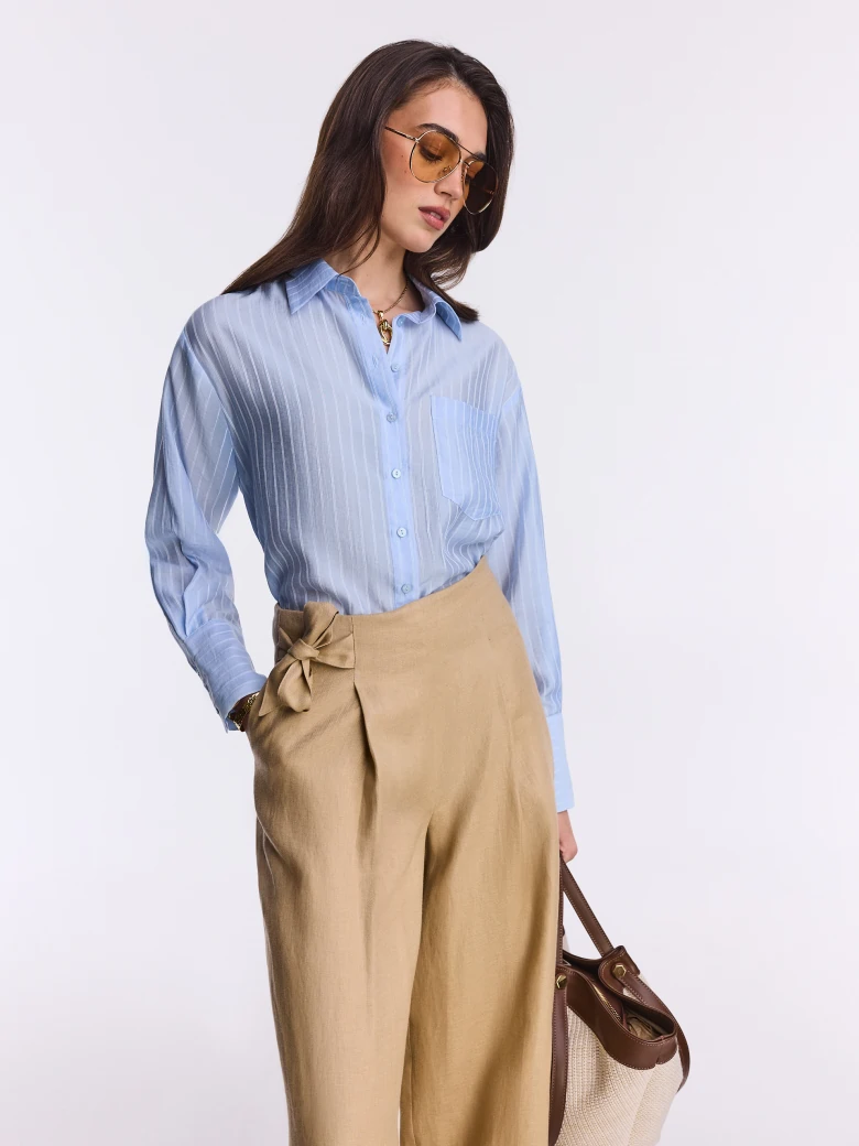 Linen trousers with side ties