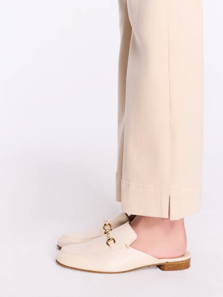 Beige high-waisted cotton denim pants