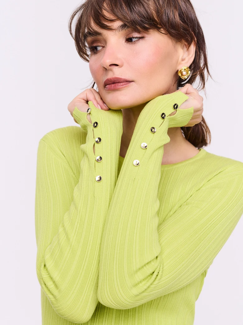 Lime fitted ribbed knit sweater