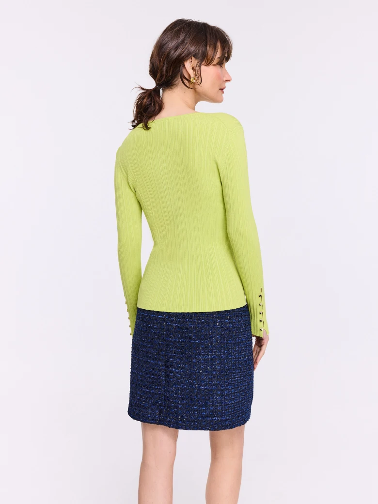 Lime fitted ribbed knit sweater