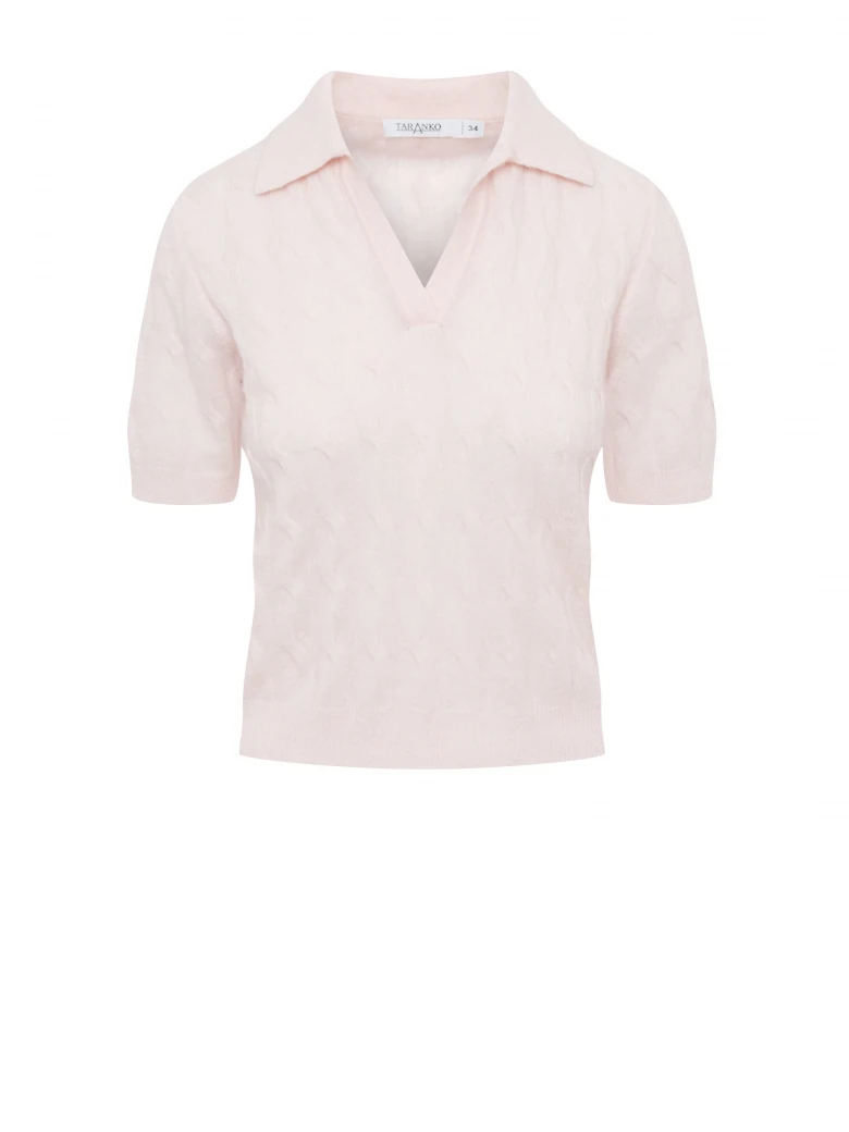 Braided polo sweater with wool, silk, and cashmere