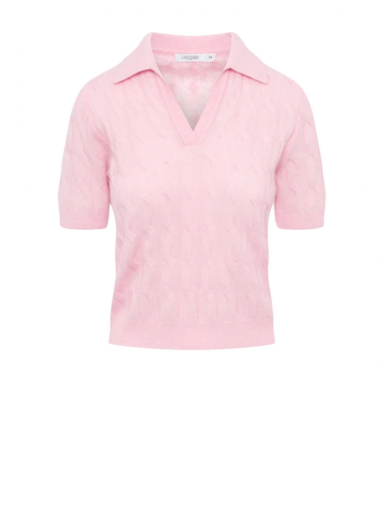 Braided polo sweater with wool, silk, and cashmere