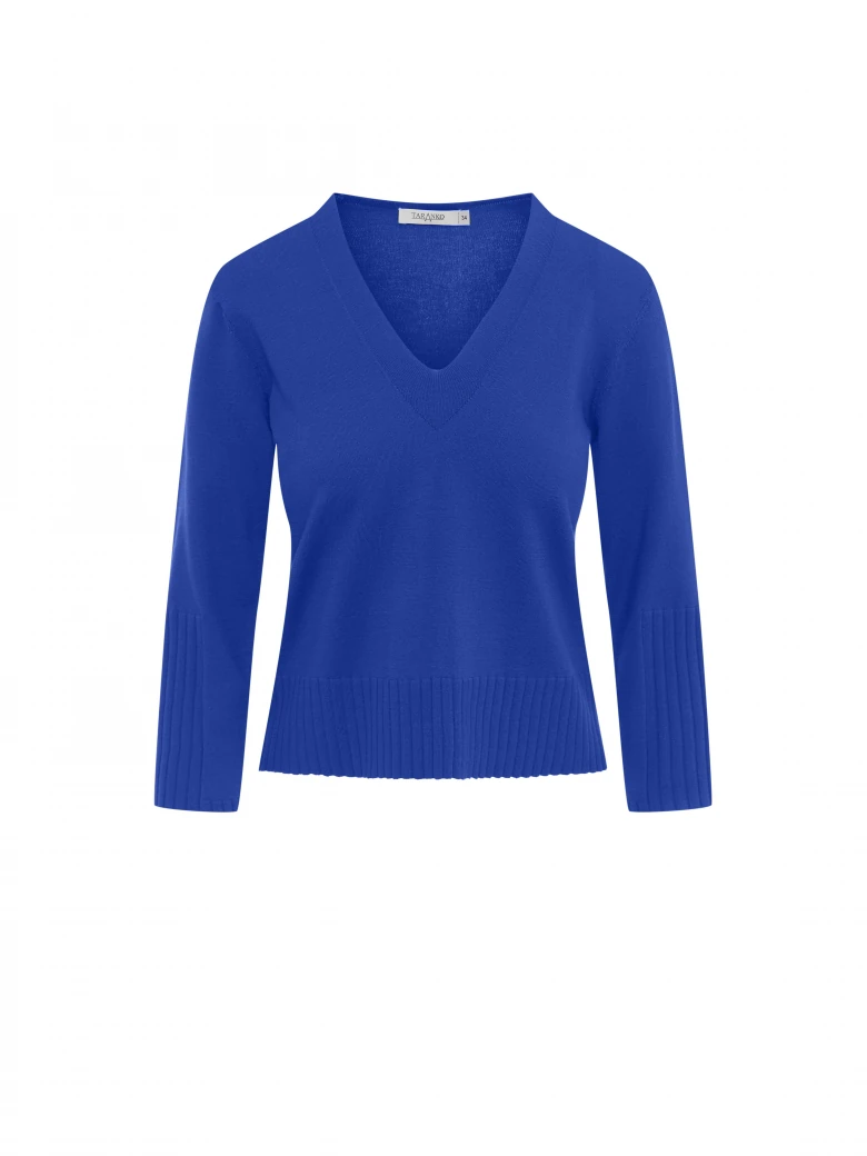 Szafirowy sweter z dekoltem V