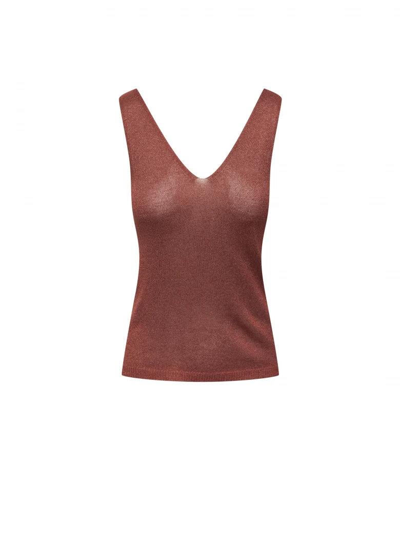 Brown top with metallic thread