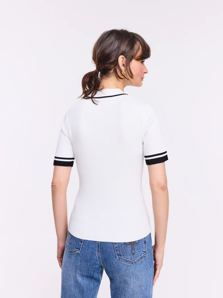 White short-sleeved polo shirt