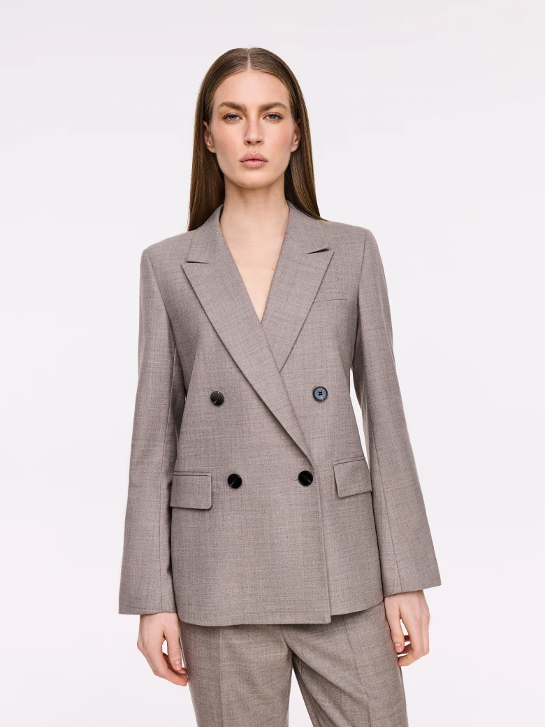 Elegancka dwurzędowa marynarka w kolorze taupe