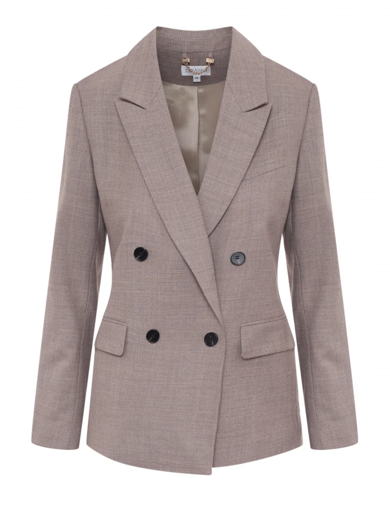 Elegancka dwurzędowa marynarka w kolorze taupe