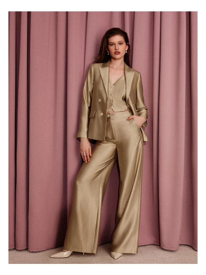A gold-toned blazer