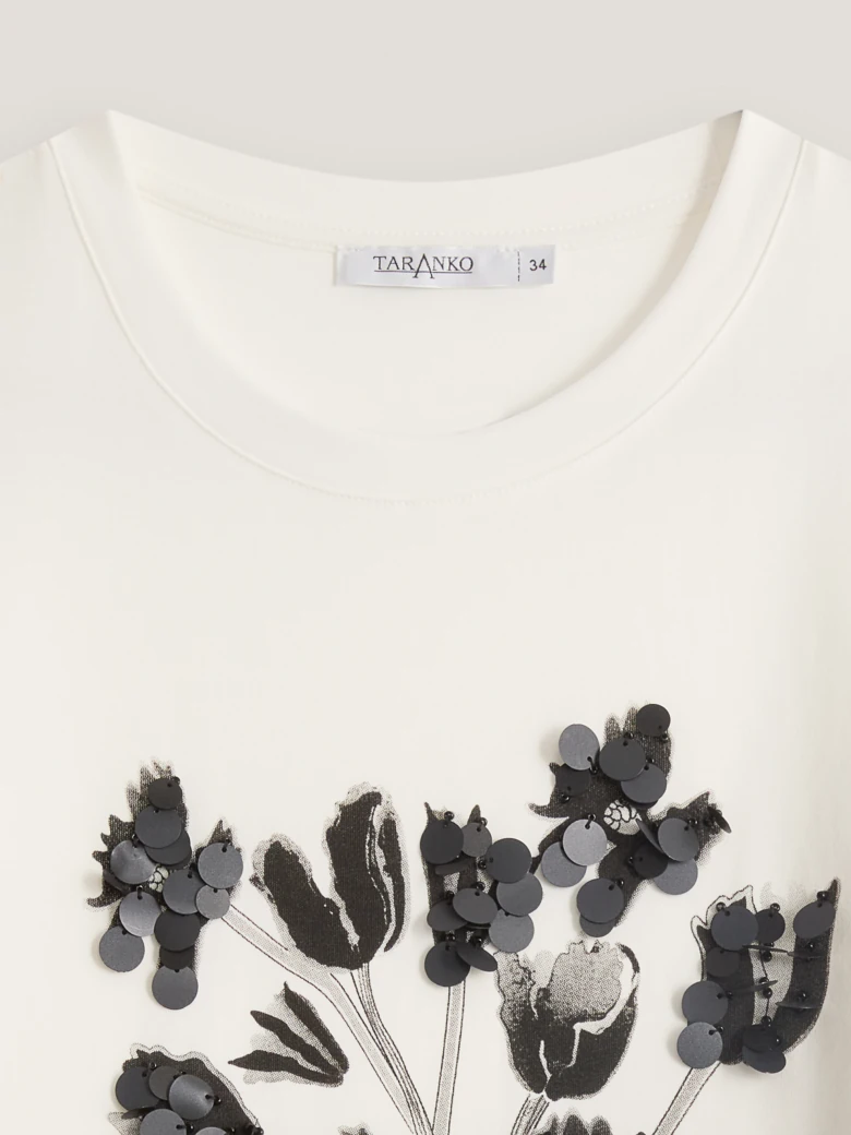 Biały T-shirt z kwiatowym nadrukiem