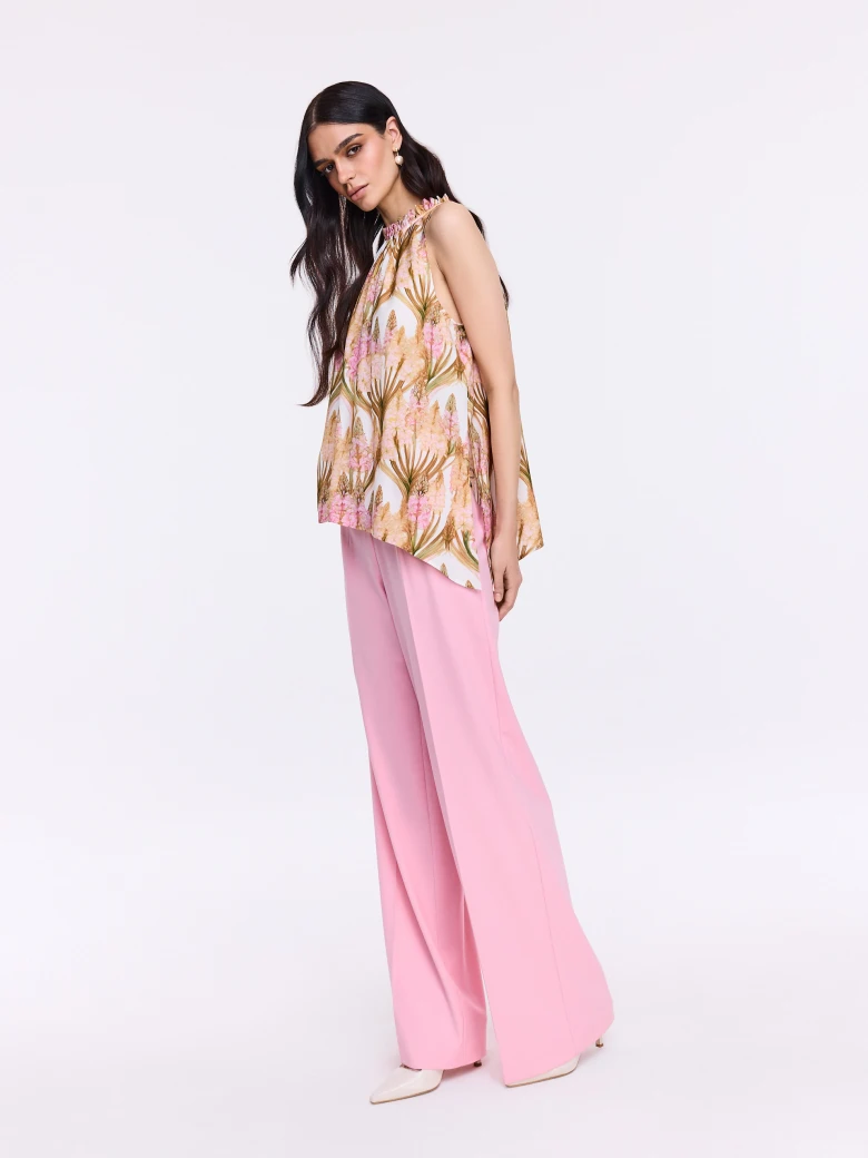 Blouse with original print and tie detail