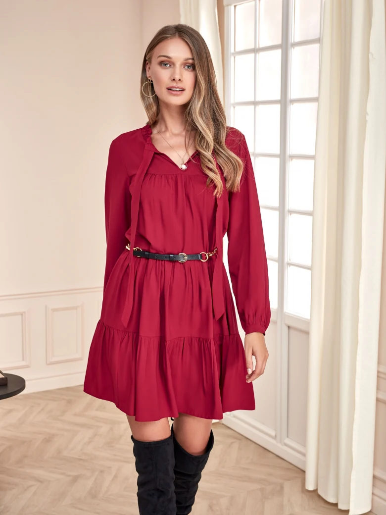 RED DRESS WITH BINDING