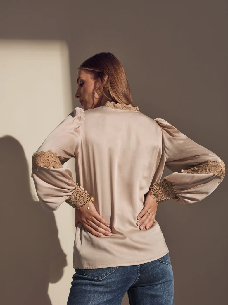 Victorian-style satin blouse
