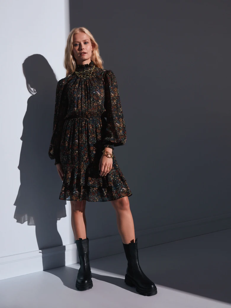BOHO STYLE DRESS IN VISCOSE AND SILK