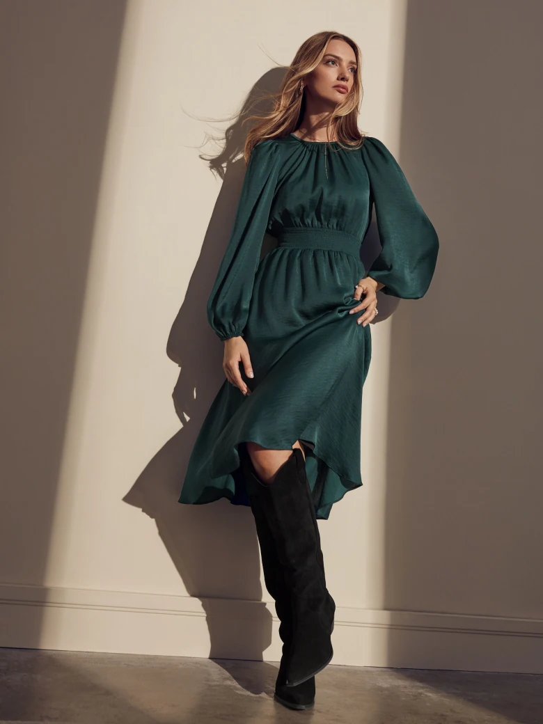 Dress in bottle green