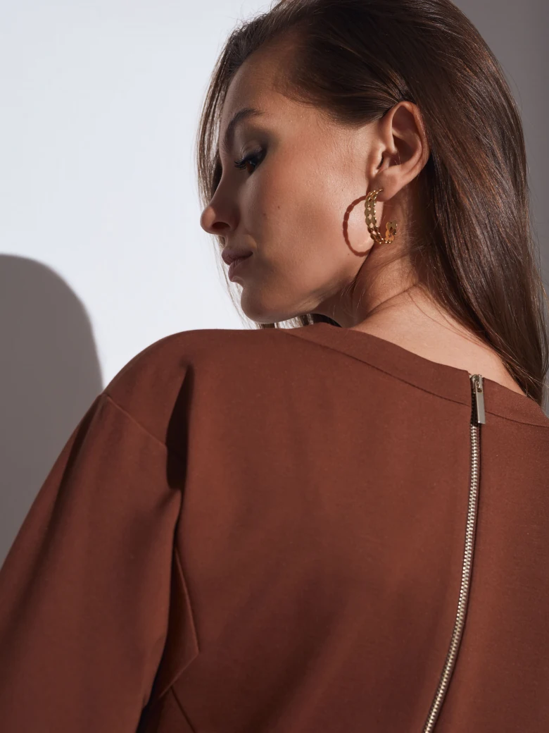 BROWN DRESS WITH 3/4 SLEEVES