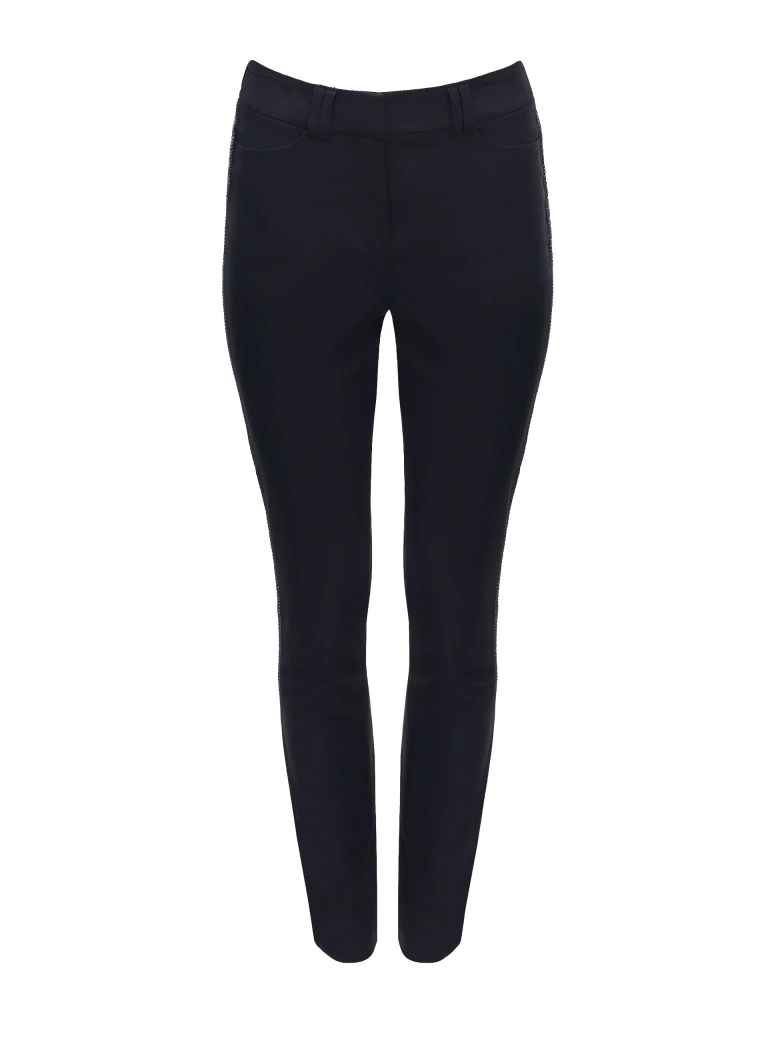 BLACK PANTS WITH SHINY LEOPARD STRIPES