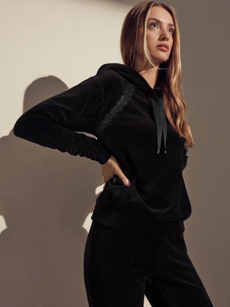 Velour jeggings in black