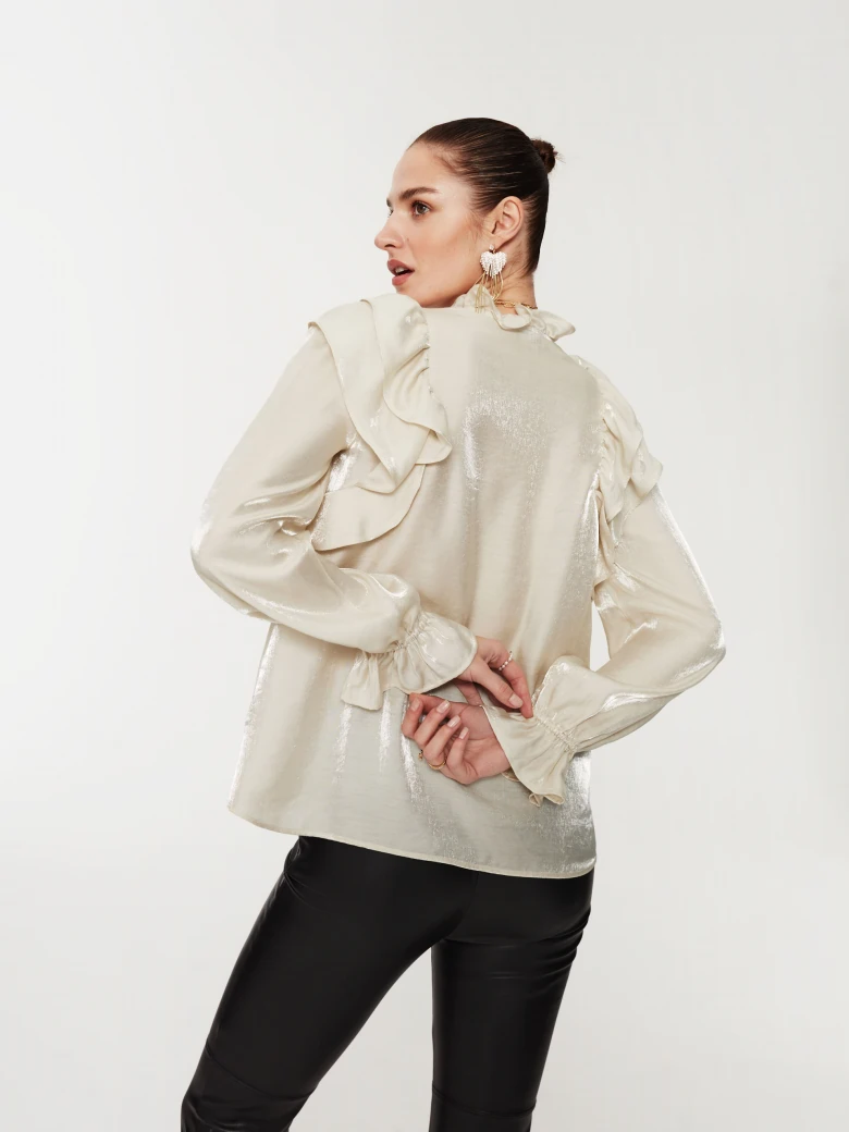Cream shirt with ruffles