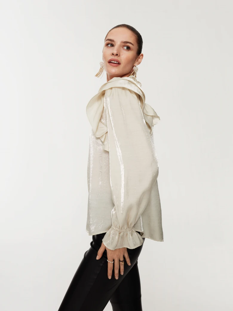 Cream shirt with ruffles