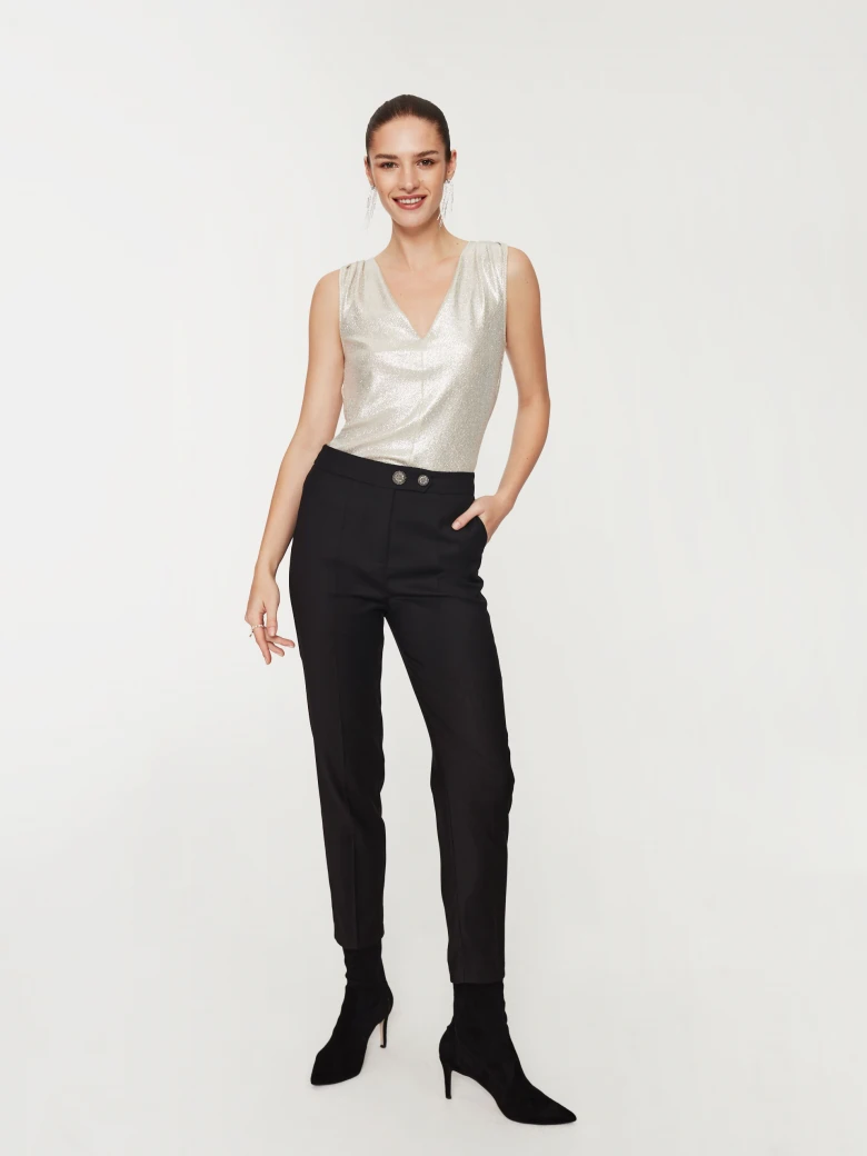 Glossy sleeveless blouse