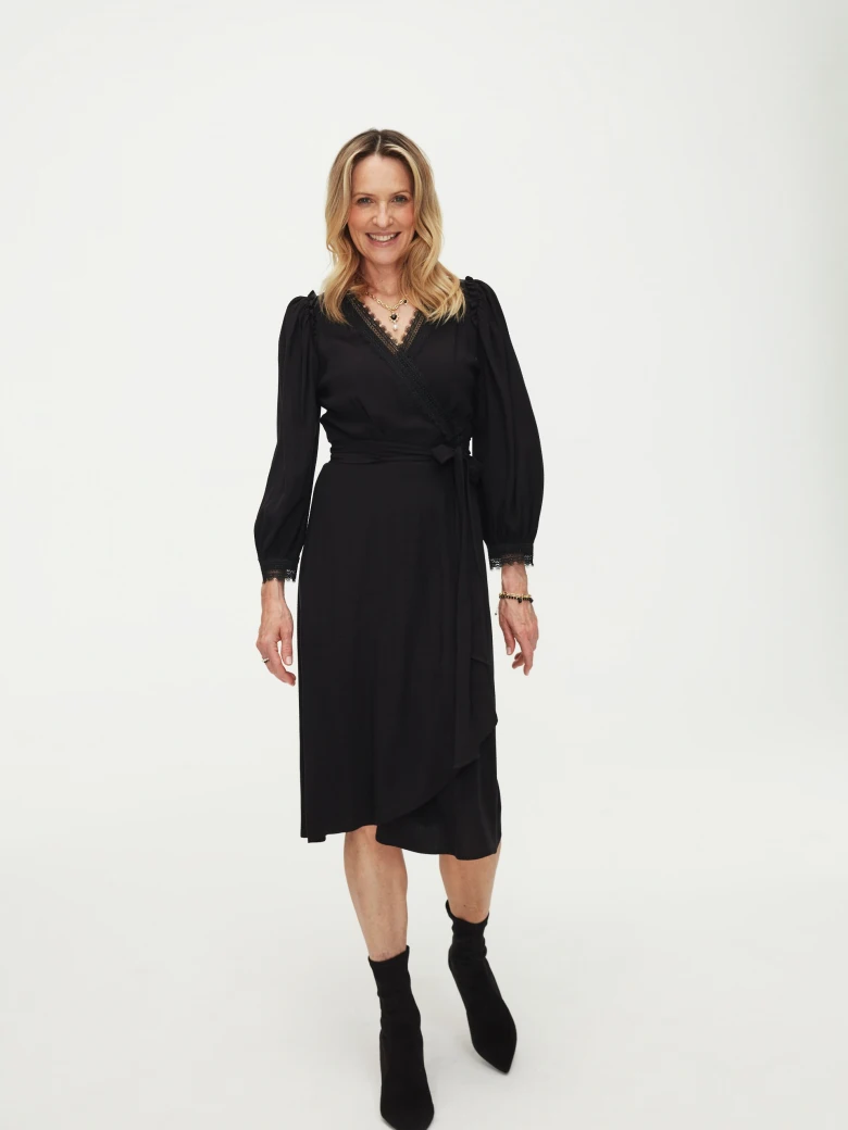 Black wrap midi dress