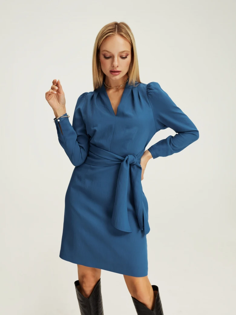 Blue tied dress