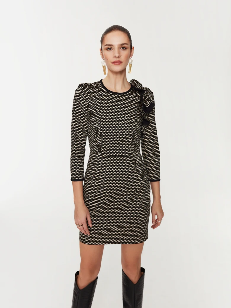 Black dress with white pattern