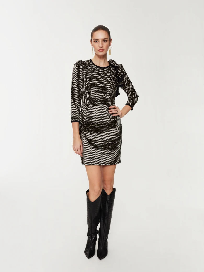 Black dress with white pattern