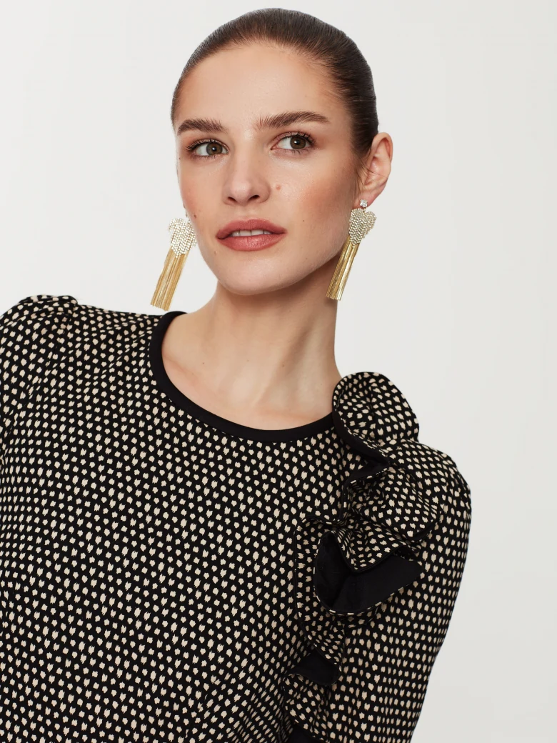 Black dress with white pattern