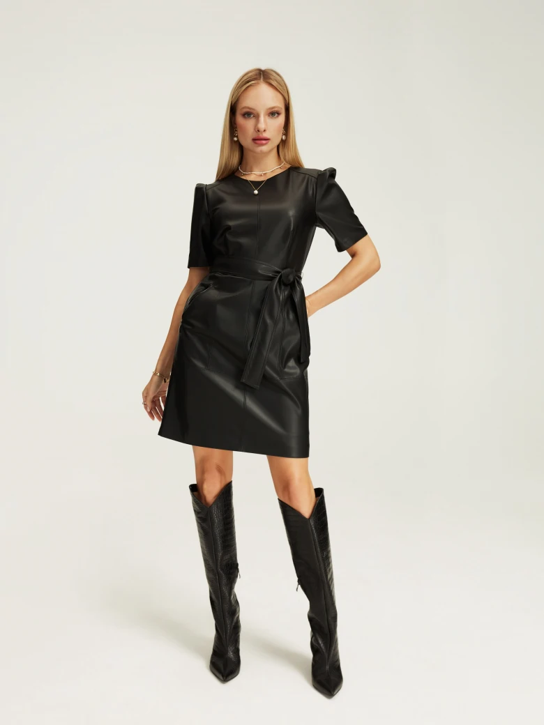 Black imitation leather dress
