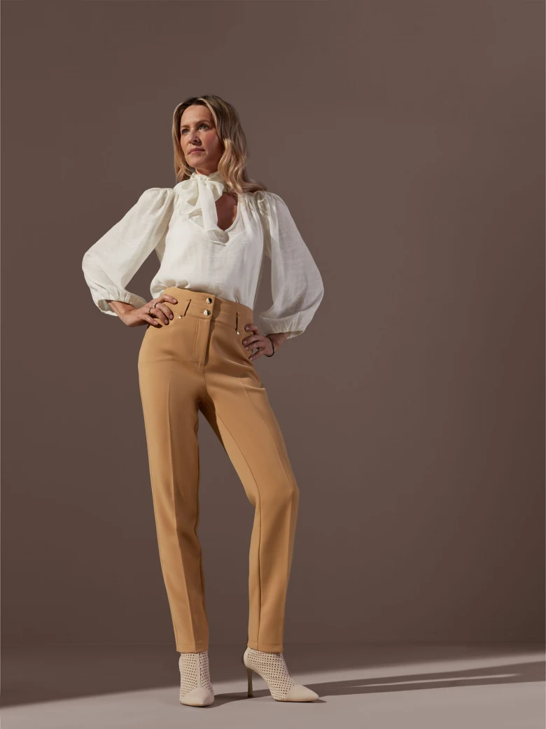 Beige high-waist pants