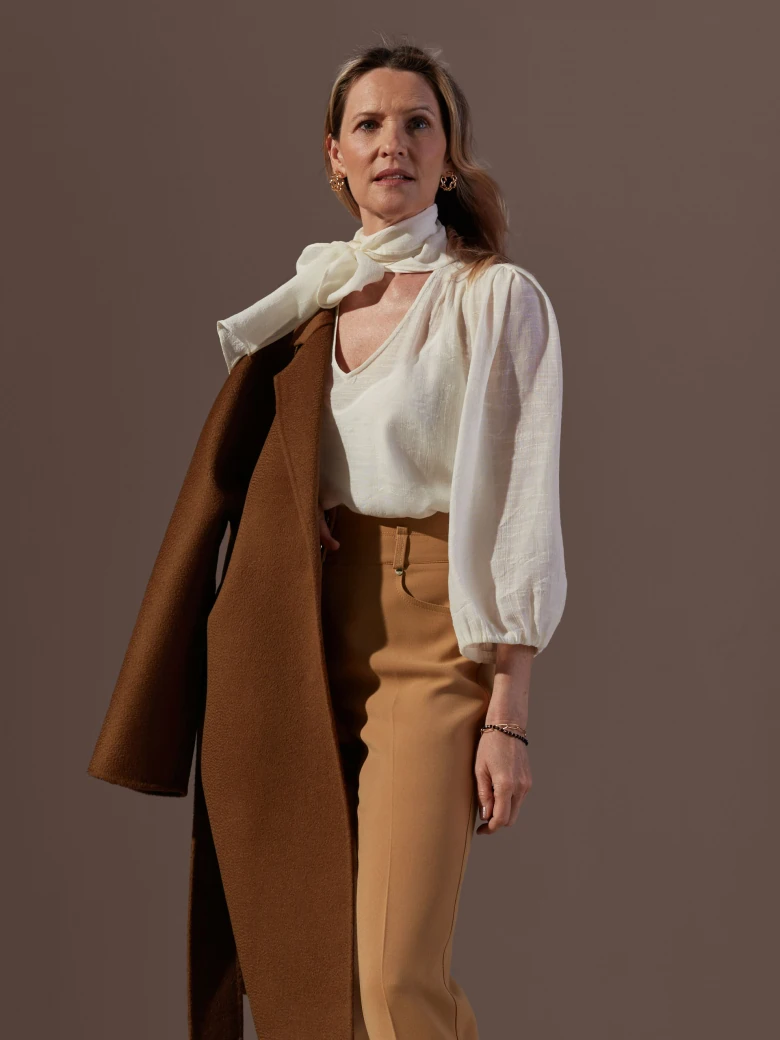 Beige high-waist pants