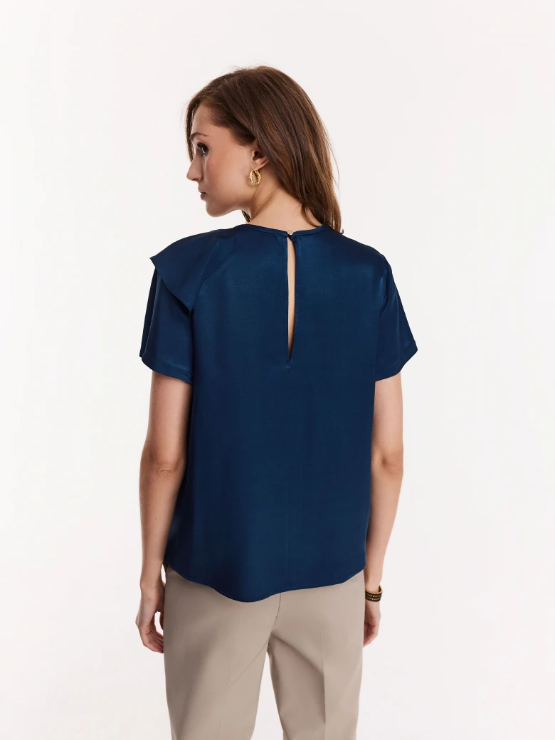 Navy blue viscose blouse