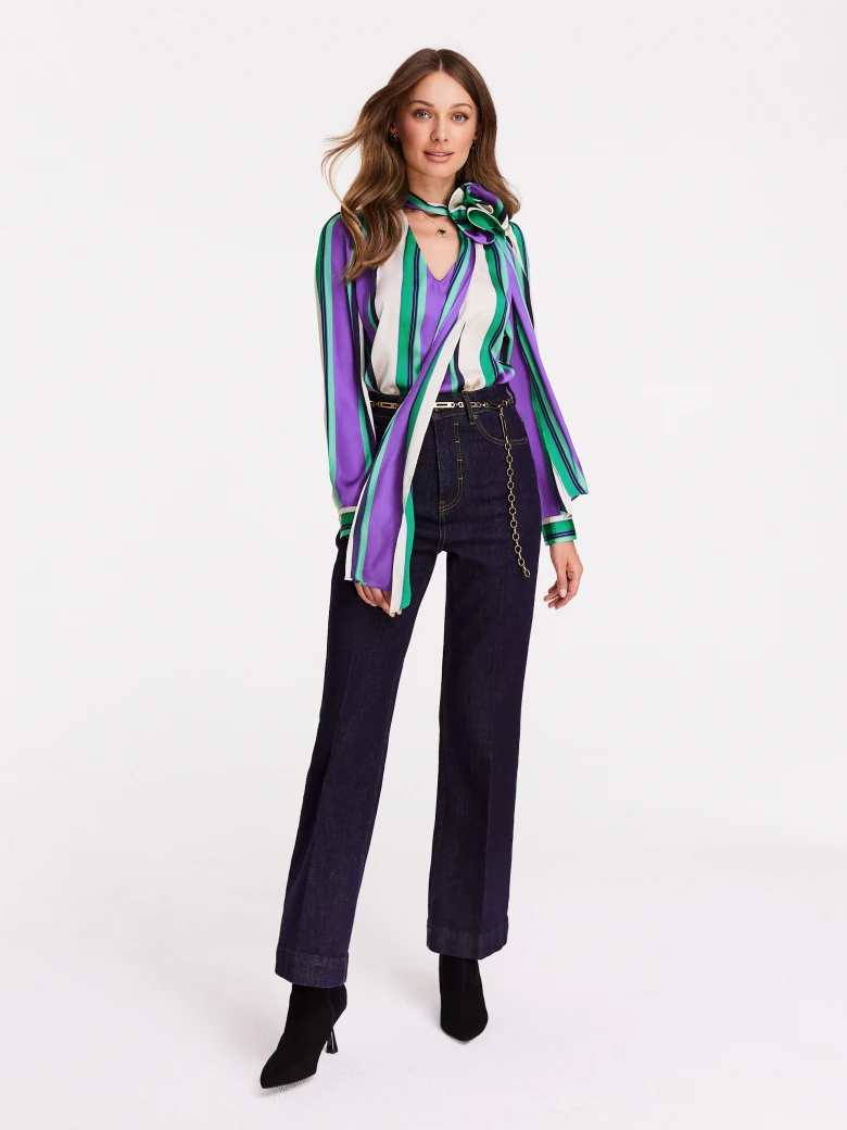 Striped blouse with rose