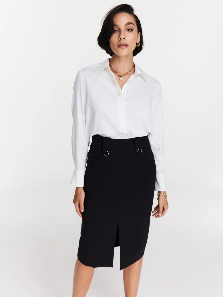 Elegant white shirt with decorative buttons