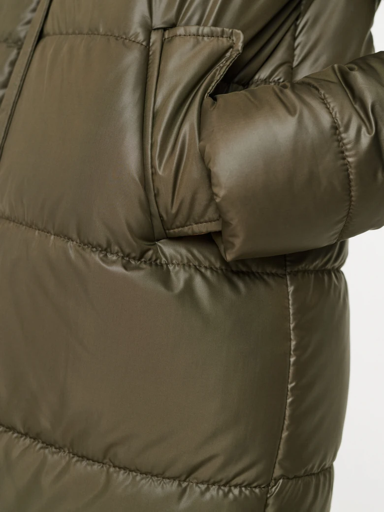 Long olive quilted coat