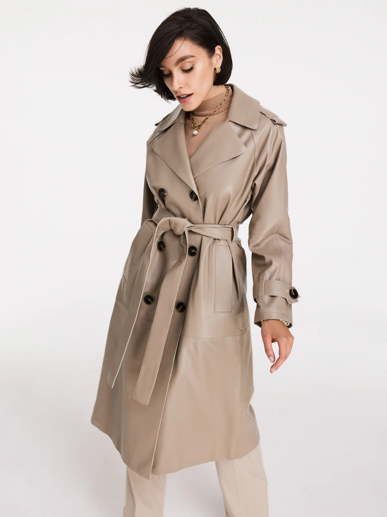 Beige leather trench