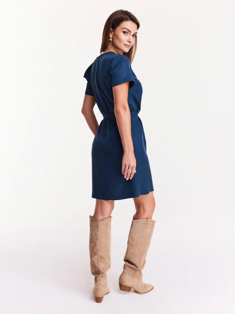 Short navy blue lyocell dress